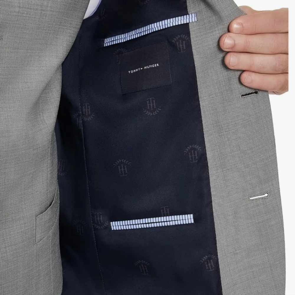 Tommy Hilfiger TH Flex Modern Fit Suit Separate In Blk/Gray/Wht Size 42L
